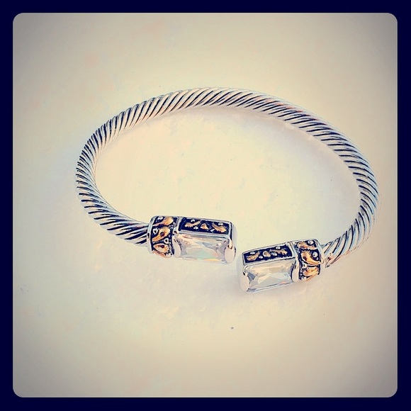 Unique Sterling Silver 5mm Cable Chuff Bracelet - Picture 2 of 5
